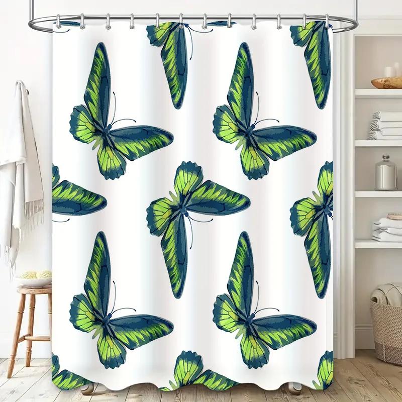 Floral Pattern Shower Curtain Bathroom Decor Waterproof Fabric Bath Mat Decoration 2023 New Arrival Home Accessories