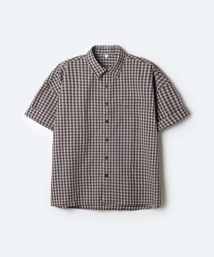 Seupao Roll-Up Short Sleeve Check Shirt_Spycg25C06 (A Type)
