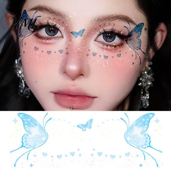Halloween Face Decoration Glitter Butterfly Stickers, Waterproof Temporary Tattoos for Festival Party Stage Stickers Makeup, Easy Application