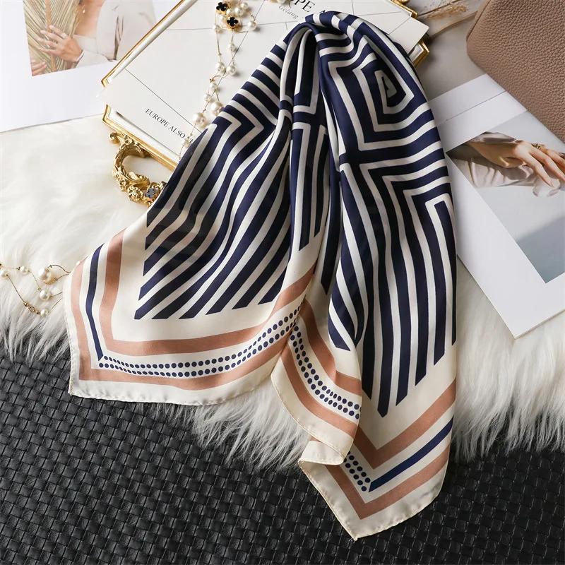 Women Luxury 70*70Cm Silk Square Scarf Women Soft Satin Hairband Neckerchief Tie Female Headband Foulard Bag Ribbon Travel Scarf