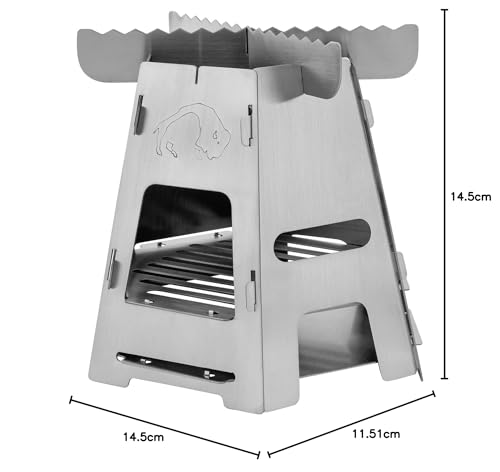 TATONKA Wood Stove, 14.5cm Diameter x 11.5cm Height, Stainless Steel, with Trivet and Ash Pan, Ideal for Camping [Officially Imported]