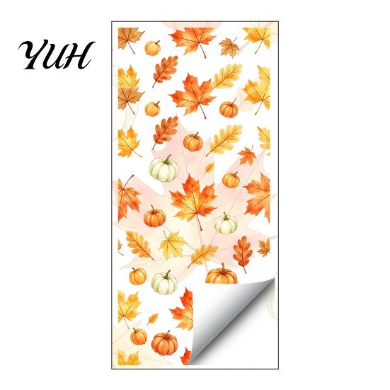 Herbstparty Fensterzubehör Aquarell Herbst Statische Aufkleber, Ahornblatt & Kürbis Abnehmbare Sticker, Innen Außen Glas Dekor Aufkleber für Thanksgiving