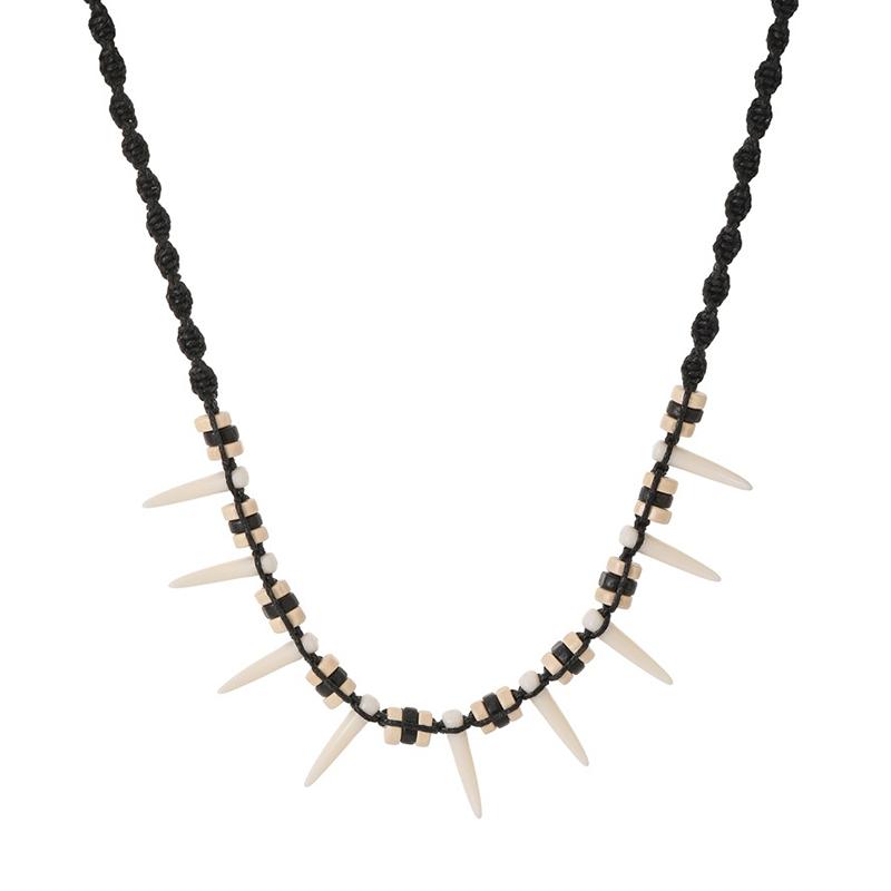 

Trendy Woven Bohemian Couple Necklace with Fake Wolf Teeth Charm DIY Decoration Gift
