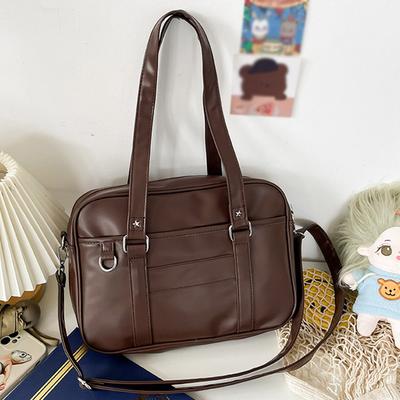 Japońska Torba na Mundurek JK College Wind PU Wodoodporna Torebka Dużej Pojemności Torba Crossbody Torba Uczniowska Klasowa Dojazdy Torba na Ramię w Jednolitym Kolorze