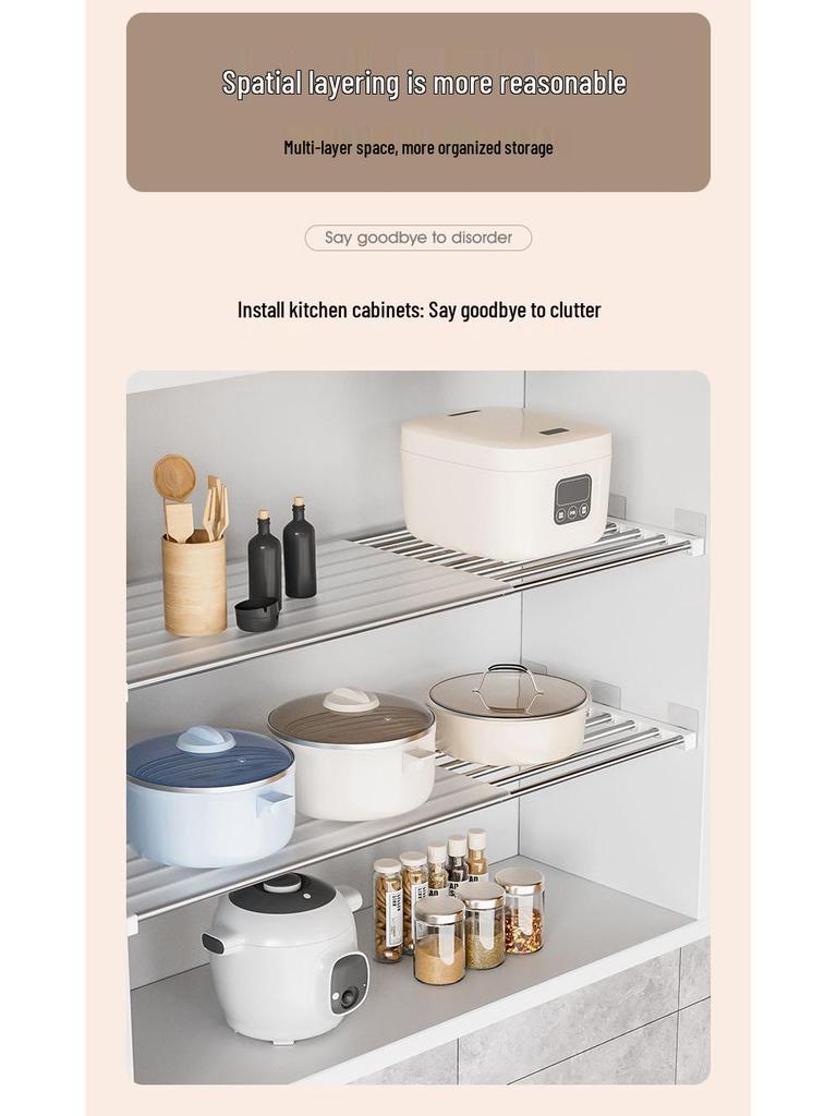 Multi-Layer Divider Cabinet & Telescopic Shoe Rack with Stainless Steel Sink Shelf