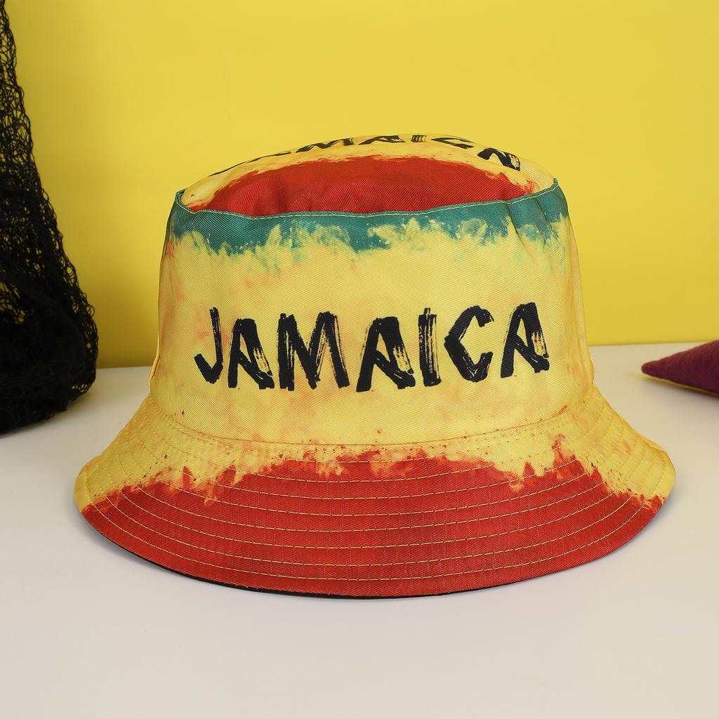 Europe and the United States fashion color printed letter coconut double-sided fisherman hat spring autumn outdoor sun basin hat