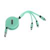 3 in 1 Multi Retractable Charger Cable 3A with TypeC for IOS Micro USB Connector 1.1M(Green )