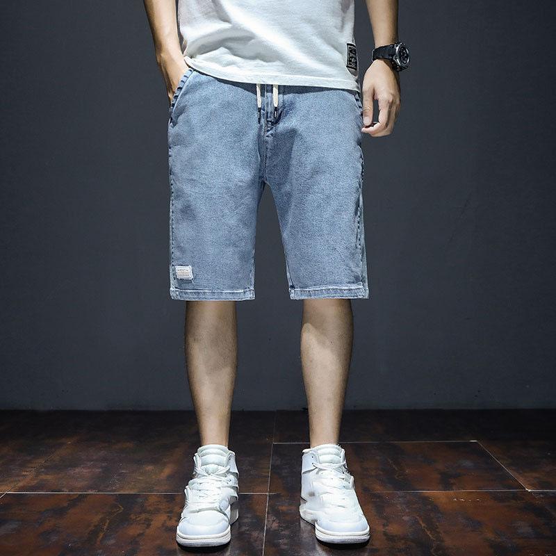 Men's Denim Shorts Summer Thin Style Mid-waist Style Street Versatile Loose-fit Straight-leg Sport Five-minute Pants