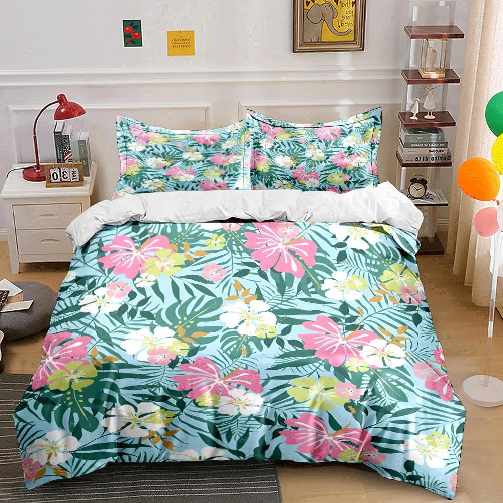 Tropical Floral Bedding Set Perfect Exquisite three-piece bedding set gift for kids and adults
