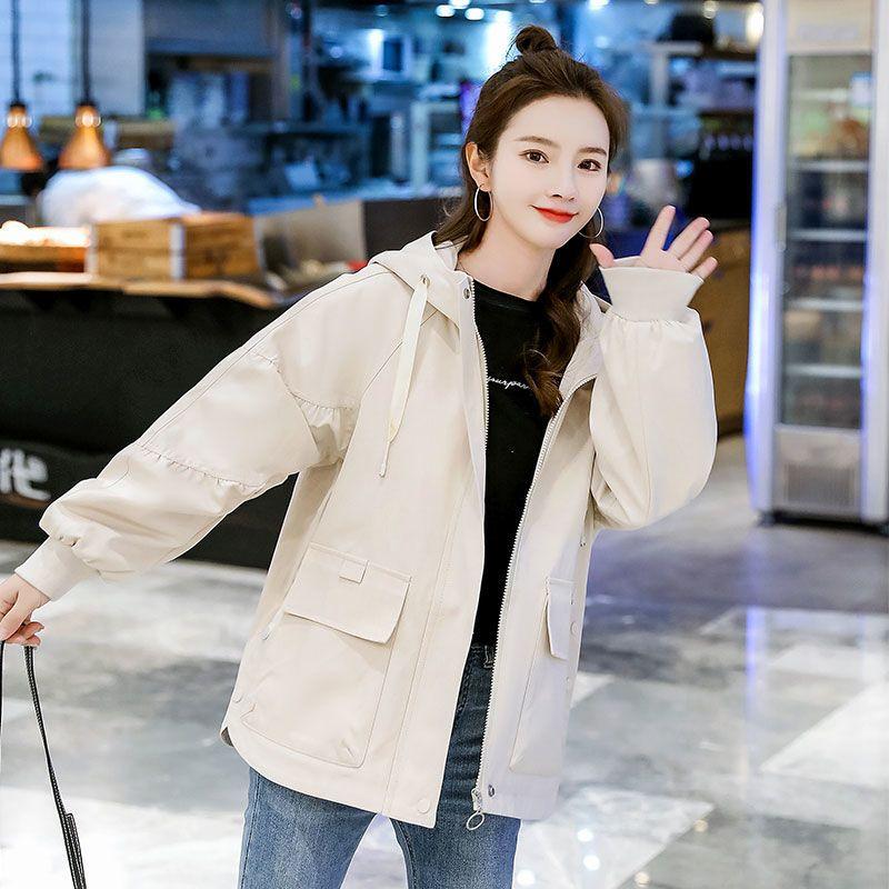 Hooded Trench Coat Women's Spring Korean Version Casual Loose Temperament Simple Workwear Jacket Top