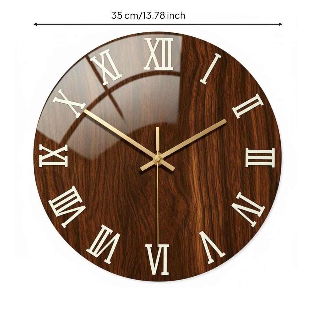 Round Marble Wall Timepiece Noiseless Home Decor Non Ticking for Hallway