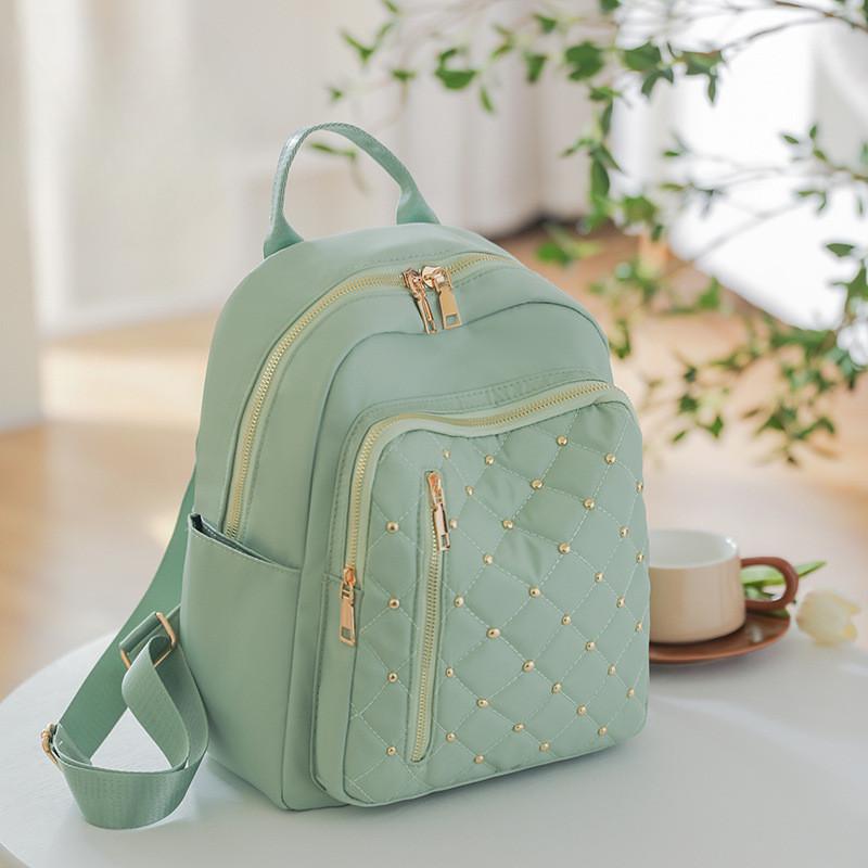 IELGY Однотонный ромбовидный швейный стильный рюкзак с заклепками — фото 4