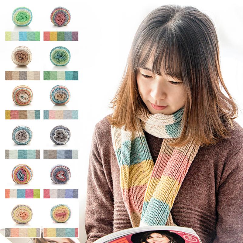 100g/Ball Rainbow Color Cotton Yarn Dyeing 5-strands Thick Wool Line DIY Knitting Crochet Sweater Scarf Cushion Blanket Thread