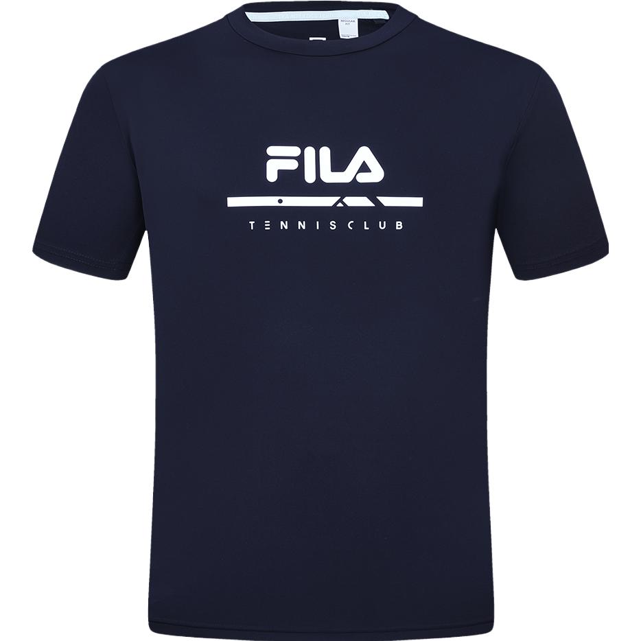 Fila 2023 Summer New Quick-Dry Sun Protection Tennis Sports Crew Neck Pullover Printed Short Sleeve T-Shirt Men Tops Dark-Blue A11M323118F-NV