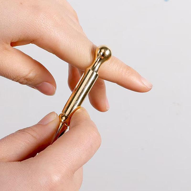 Mosiężny Masażer do Twarzy z Podwójną Głowicą Narzędzie do Pielęgnacji Skóry Łyżeczka do Akupresury Ręczny Roller do Akupunktury Masażer do Ciała Masażer