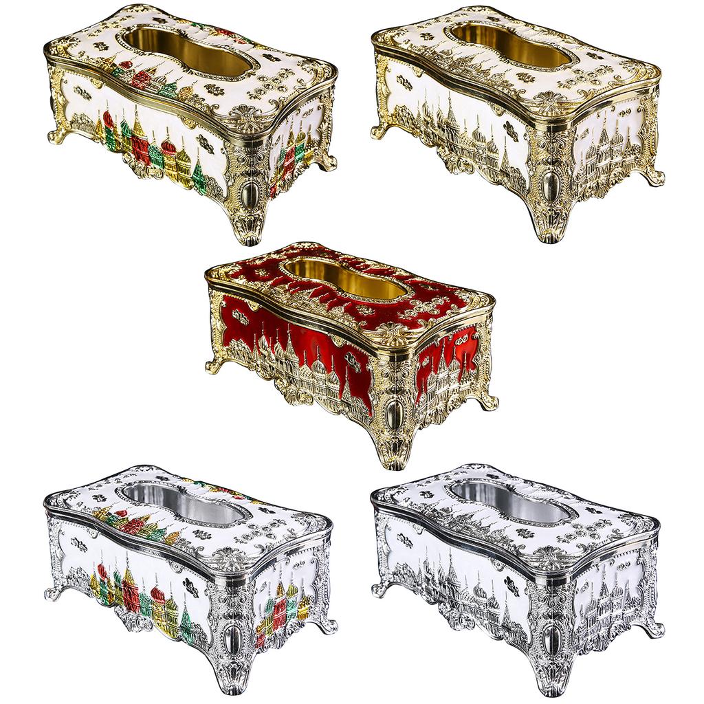 Obdélníková krabička na kapesníky Luxusní držák na ubrousky Papírové pouzdro Dávkovač Elegantní hrad-Dekorativní Držák krabičky na obličejové kapesníky