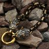 One Viking wolf head stainless steel chain bracelet, a cool hip-hop retro men's accessory, a punk fashion men's amulet bracelet.