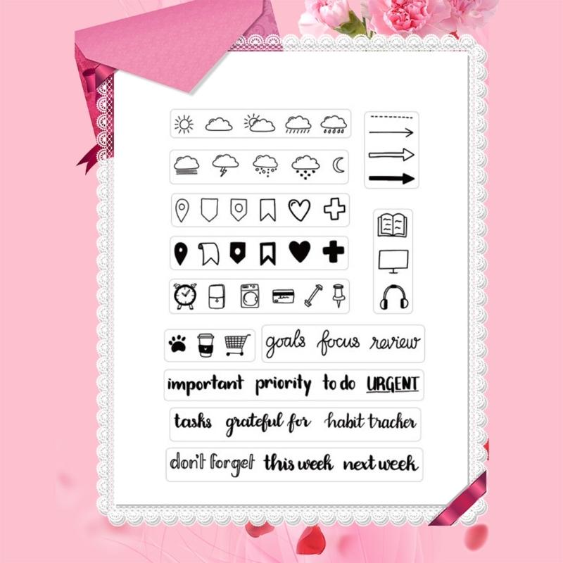 Weather Signs Transparent Stamp Clear Stamp Seal Time Words Silicone Stamp for Photo Scrapbooking Decorations
