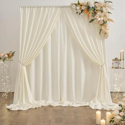 2pcs 1.5x2.15m Ivory Chiffon Wedding Tulle Yarn Background Crystal Sheer Fabric Rustic Country Wedding Birthday Party Decor
