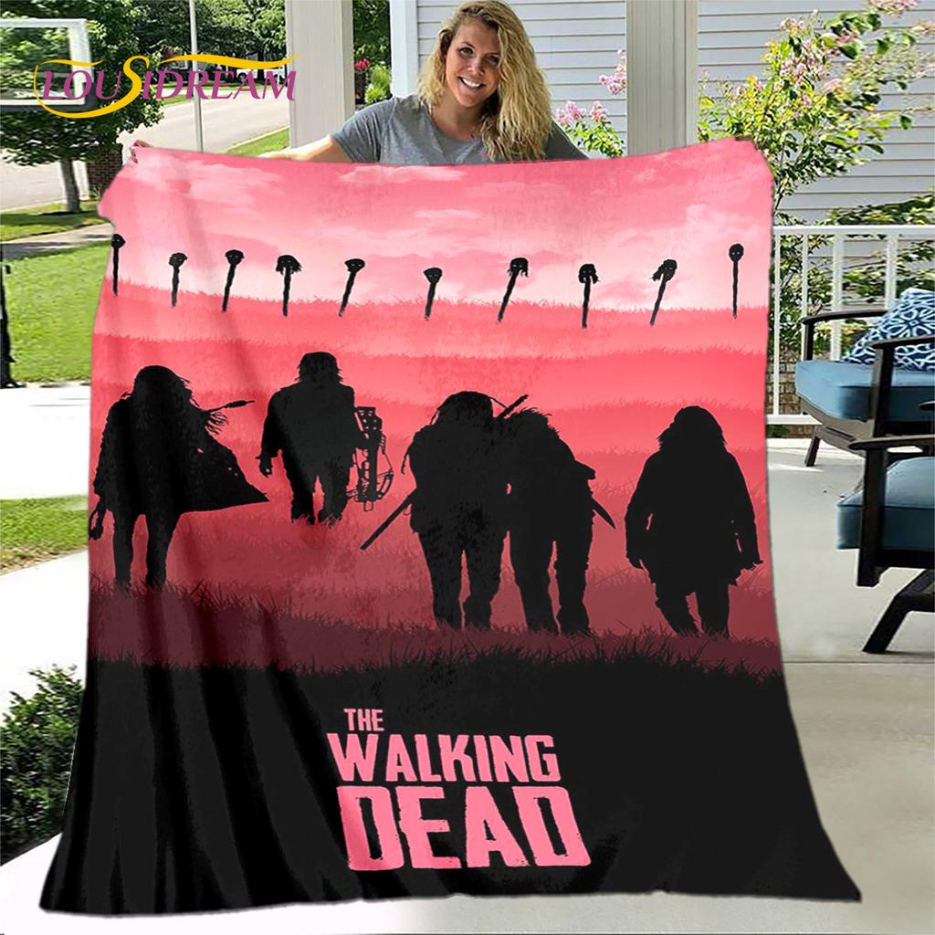 The Walking Dead Korku Yumuşak Peluş Battaniye, Flanel Battaniye Atmak Battaniye Oturma Odası Yatak Odası Yatak Kanepe Piknik Örtüsü Bettdecke
