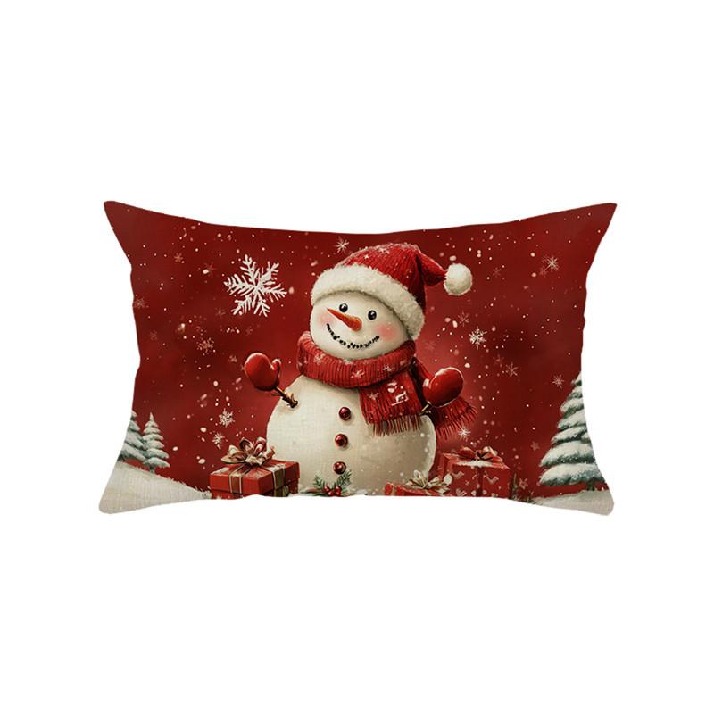 Christmas Atmosphere Pillow Cover Santa Claus Home Snow Scene Print Sofa Bedside Decoration Cushion Cover
