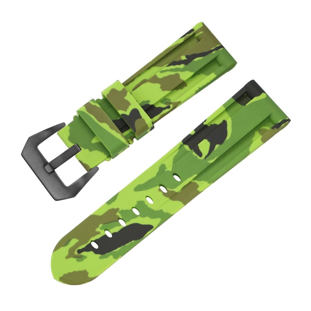 Universal Silicone Watch Band for Panerai - 20mm 22mm 24mm 26mm Soft Rubber Camouflage Sport Big Buckle Durable Strap for PAM Military Smart Watch