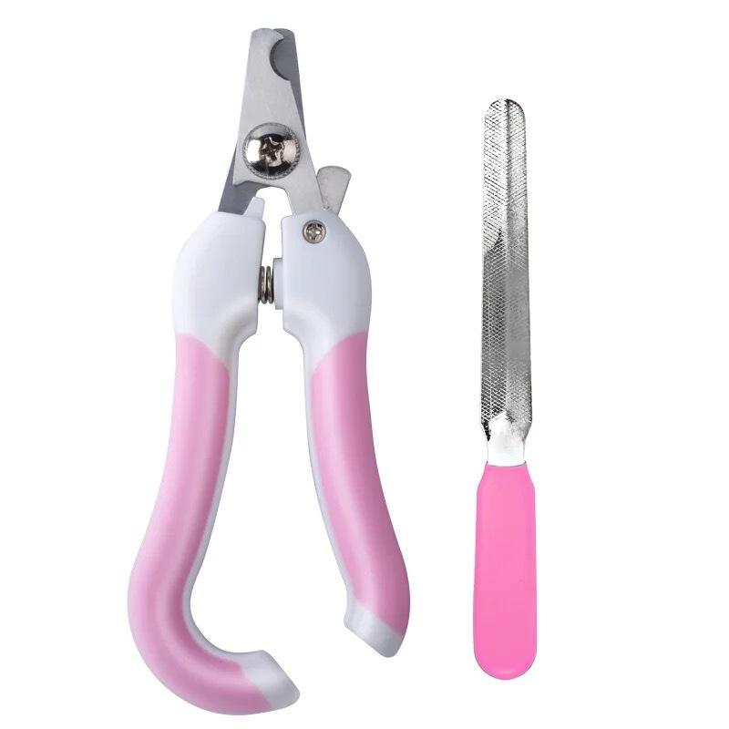 

Dog Nail Clippers Pet Grooming Tool Safe Trimmer with Nail File Lock Stainless Steel Blades S рожевий
