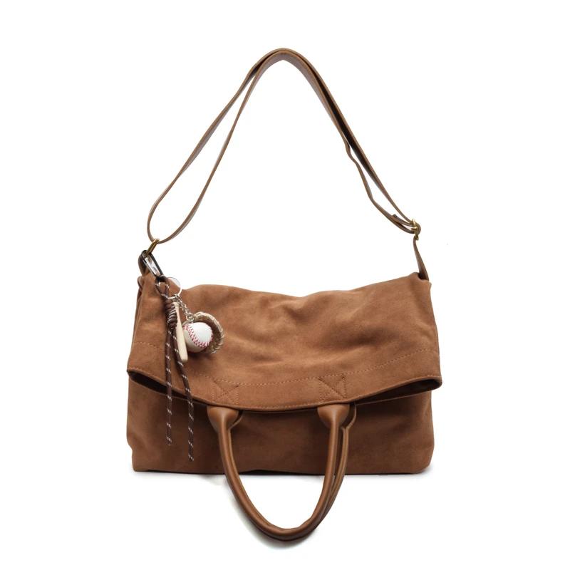 

Женская сумка через плечо из искусственной замши, вместительная, повседневная, однотонная, модная