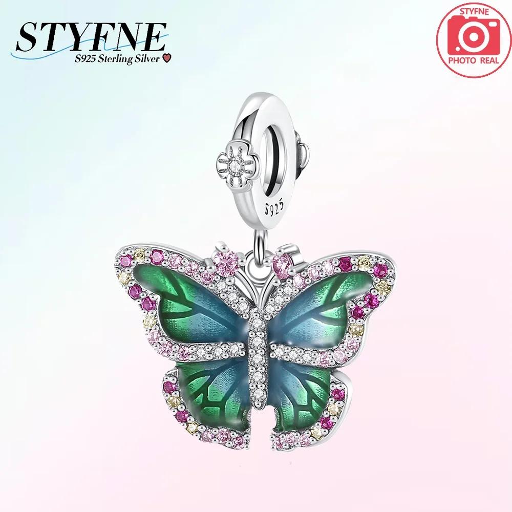 Authentic Copper Charm Bead Charms Colored Zircon Butterfly Knot Green Romantic Animal Pendant Bead Compatible With Bracelets Fine Gift Diy Accessory