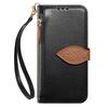 iPhone 17 Leaf Leather Flip Case with Crossbody Strap