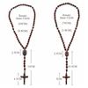 Religious Wood Beads Necklace with Storage Bag Crucifix Pendant Chain Handmade Rosary Necklace  Men