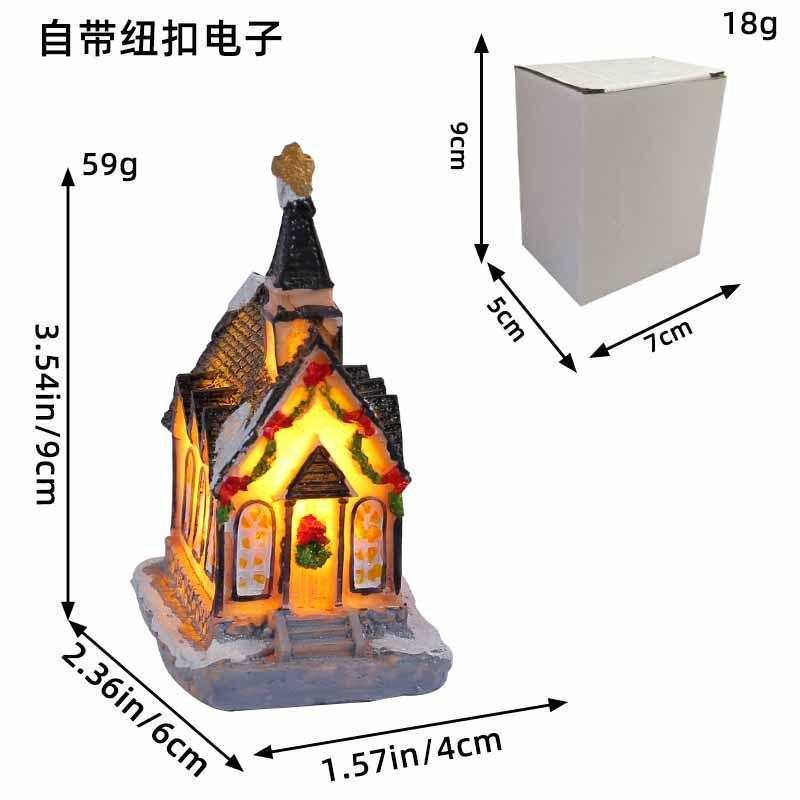 Jingchen new Christmas decorations resin hut colorful luminous house tabletop ornament