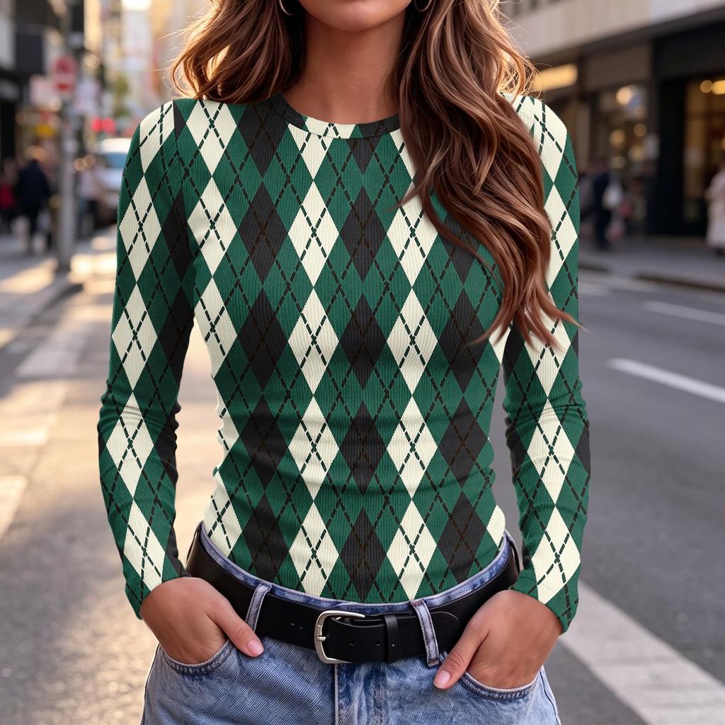 Women's Slim Fit Long Sleeve Round Neck T-Shirt Casual Basic Top for Everyday Wear