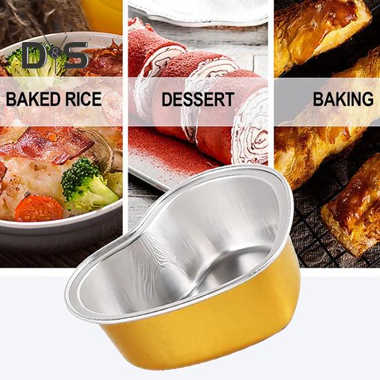 Sada 50 kusů Cupcake Cup Zpracování Tepelně odolná hliníková fólie Příslušenství na pečení mini dortové formy ve tvaru srdce