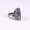 Adjustable Open Ring Men Women Vintage Distressed Face Design Copper Plated Geometric Statement