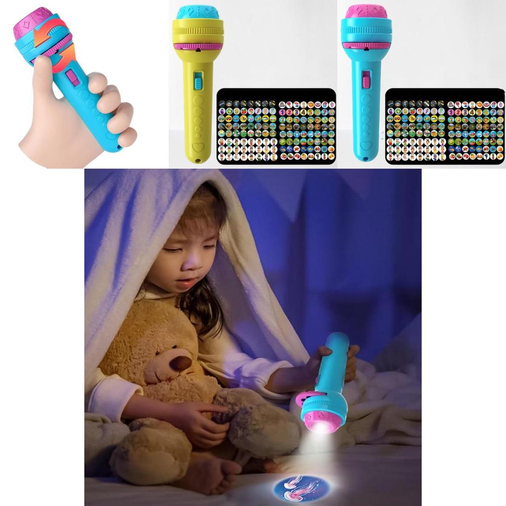 Kids Projection Flashlight Fun Bedtime Stories Toy For Early Learning.