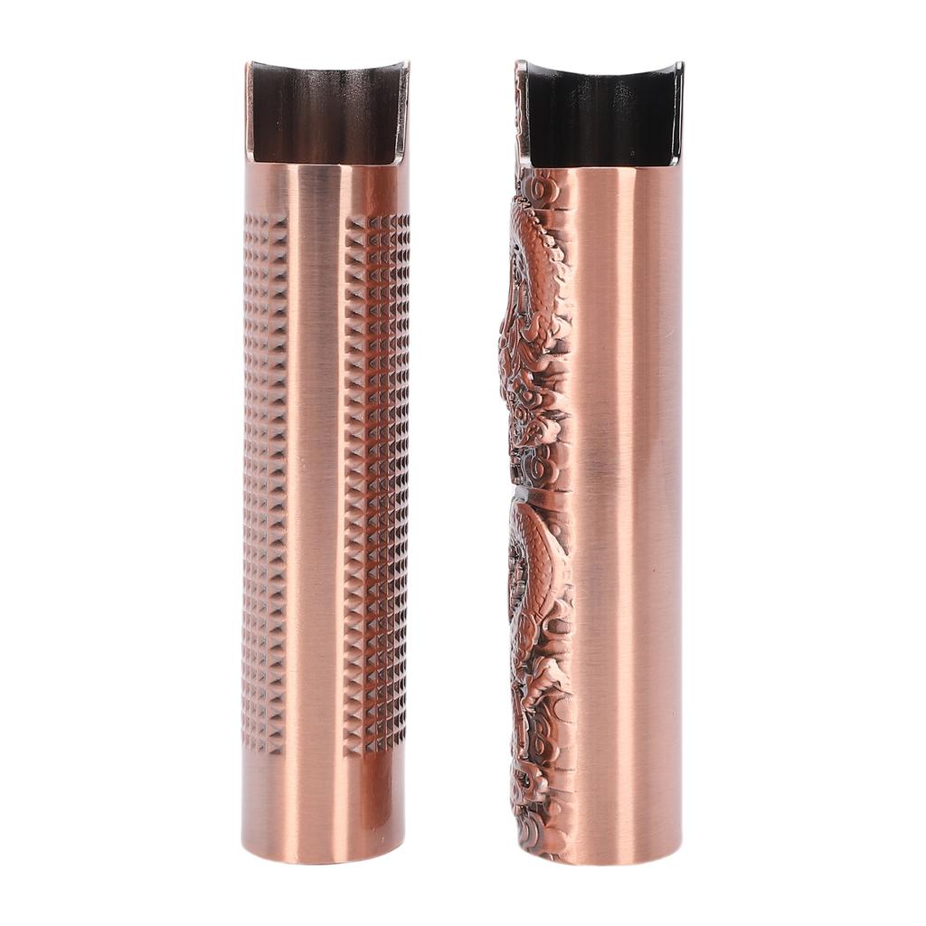 2 Pcs Lighter Case 8cm Length Grid and Dragon Pattern Exquisite Engraved Metal Lighter Cover for Party Bar
