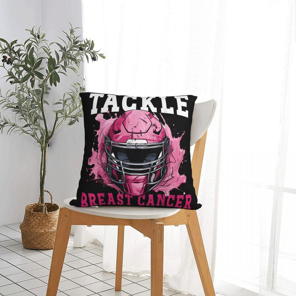 Tackle Football Brustkrebs-Aufklärung Rosa Schleife Kissenbezüge Kissenhülle Dekorative Überwurf-Kissenhülle für Zuhause