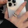 Smile Shape Ring for Women Girls Stainless Steel Rings Adjustable Opening Ring Fashion Jewelry Friend Gifts