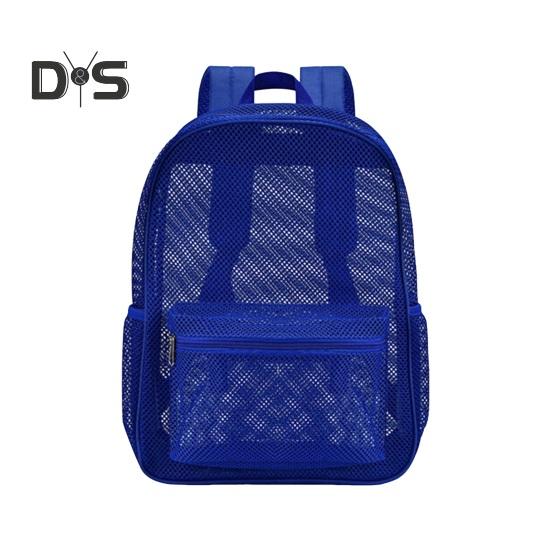 

Рюкзак с большой грузоподъемностью, сетчатая пляжная сумка, уличный стиль, большая вместимость, регулируемый плечевой ремень, для путешествий на открытом воздухе, кемпинга, школьная сумка синий