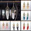 Ethnic Style Long Feathered Fringed Earrings Retro Bohemian Travel Auction Earrings Jewelry