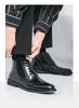 Men's High-Top Leather Pointed Toe Boots - Formal Casual Large Size Fashionable Short Martin Boots for Autumn.