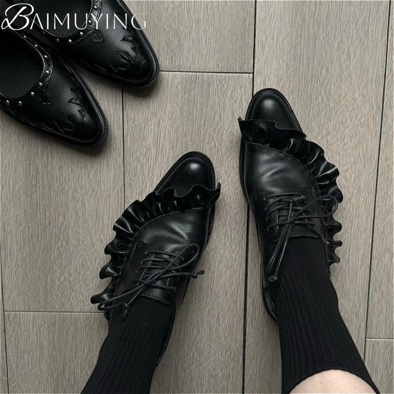 Fashion Soft Leather Shoes Woman Pointed Toe Loafers Casual Sneakers Brand Designer 2025 New Mid Heels Office Pumps Chunky Shoes Man
