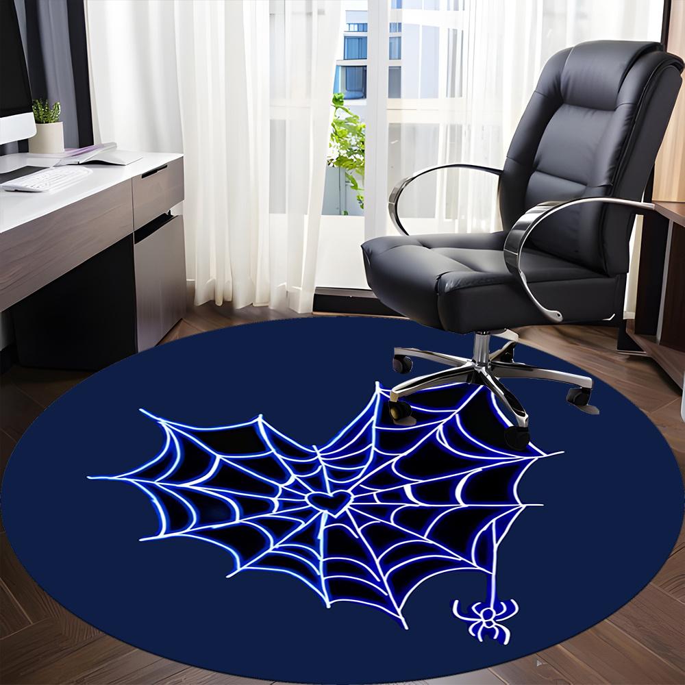 1pc Spider Web Office Round Area Rug, Indoor Mat Suitable ForOffice, Under Office Chairs Bedroom Living Room Home Decor, Room Decot009