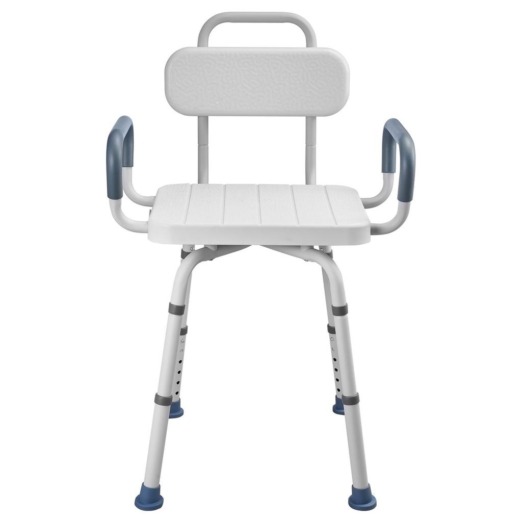 Swivel Shower Chair with Arms and Back, 180 kg Load Heavy Duty Bench Seat for Inside Shower Stall and Bathtub, Height Adjustable Bathroom Bath Tub