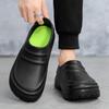 Men's Waterproof Non-Slip Black Leather Chef Shoes - Oil-Proof, Wear-Resistant, Soft Sole Slip-On for Kitchen Work