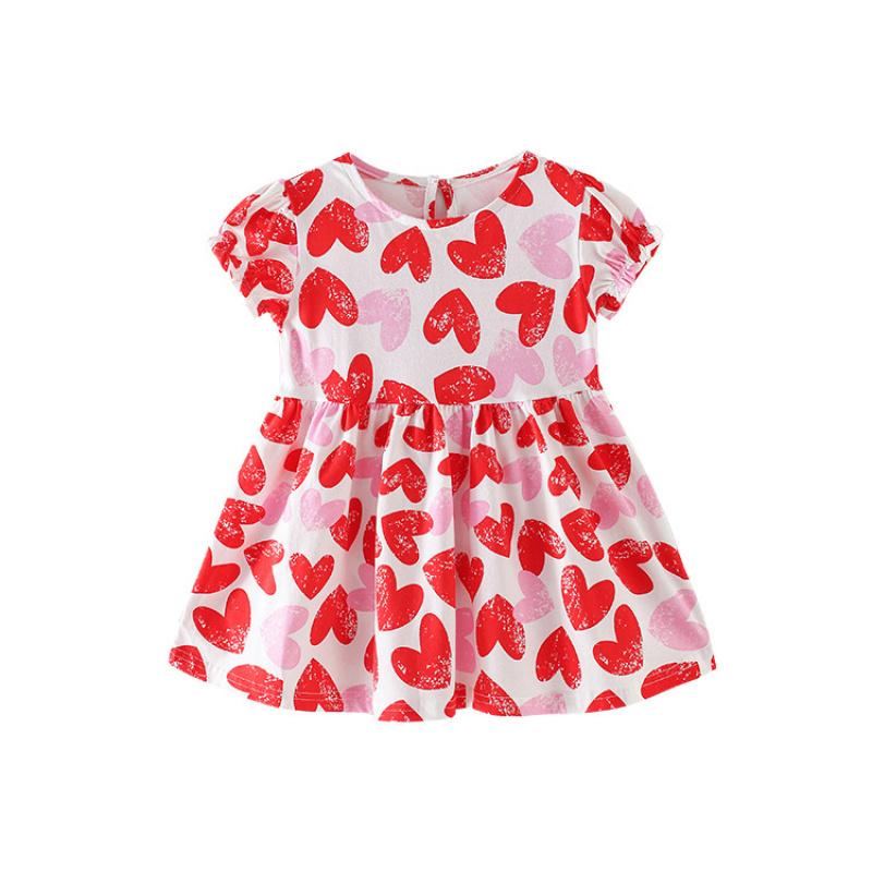 Girls' Summer Dress New Style Short-Sleeved Princess Dress With Print For Young Children