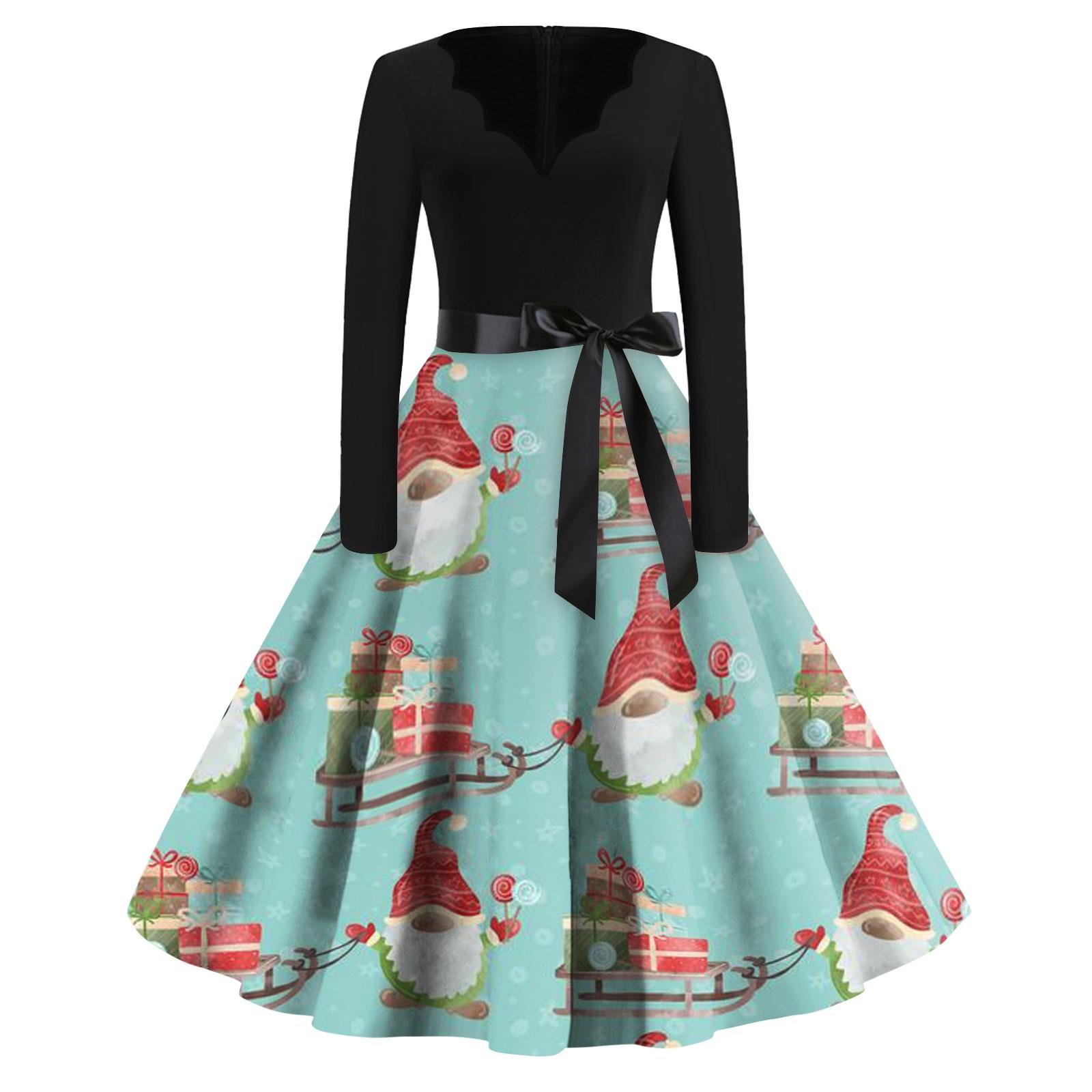 Женское повседневное модное длинное платье с V-образным вырезом и длинным рукавом — фото 10