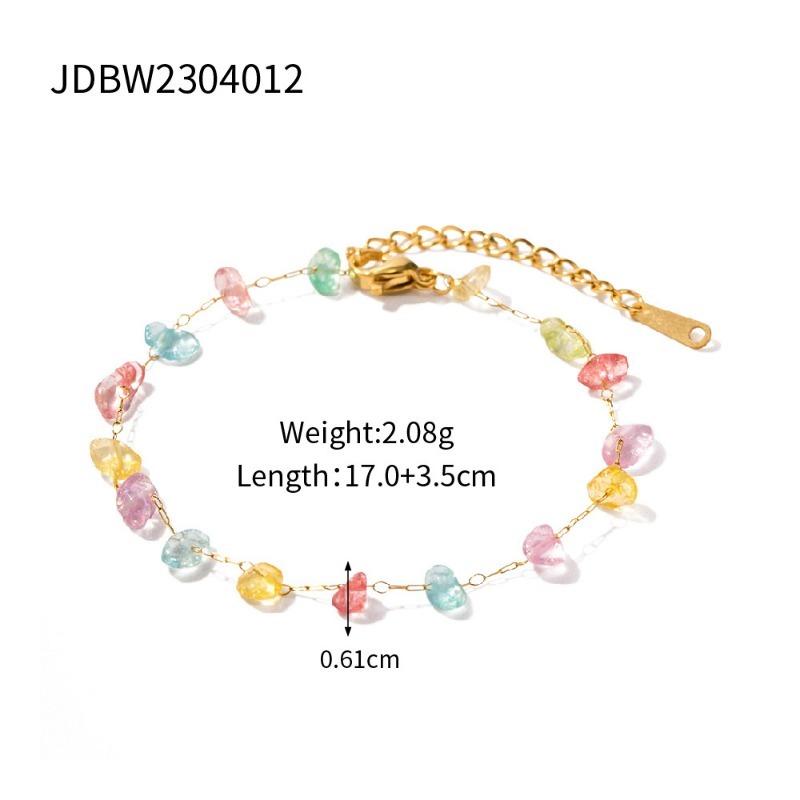 Women Colored Natural Stone Beaded Necklace And Bracelet Set Light Luxury Fashion Jewelry