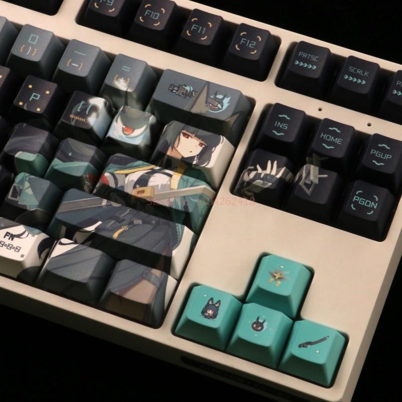 Set de Teclas Anime Zenless Zone Zero Dibujos Animados Hoshimi Miyabi Key Caps Perfil Cherry Teclas PBT Para Teclado Mecánico Gaming